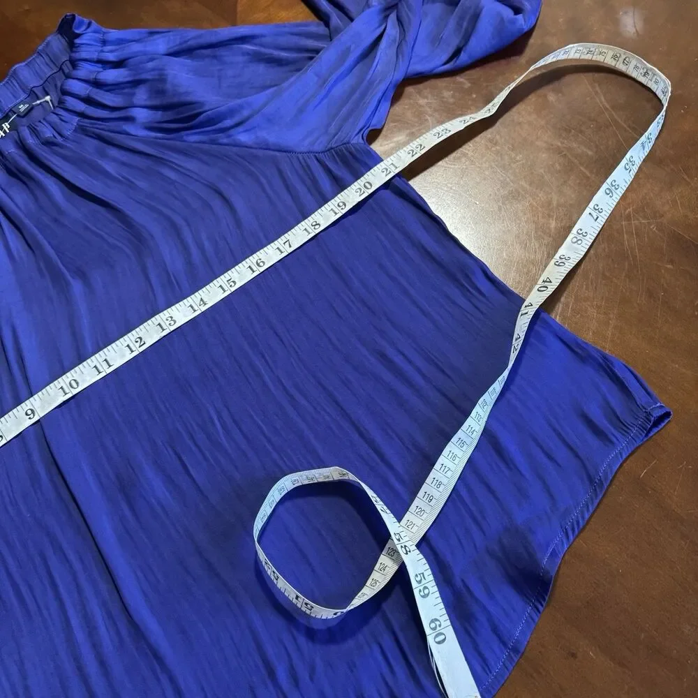NEW Gap Long Sleeve Silky Bow Back Top Bright Cobalt Sz M Womens